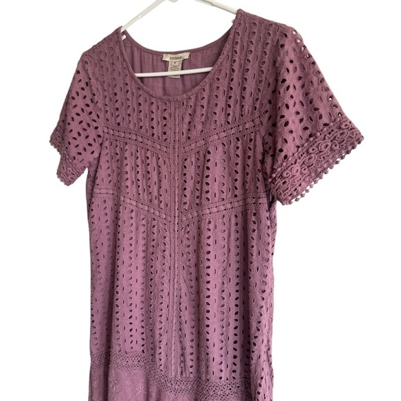 Sundance Dusty Purple Eyelet Embroidered Dress, Size 6 - Picture 2 of 7